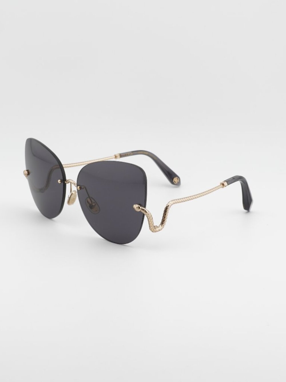 Roberto Cavalli SRC062 0300 Sunglasses Gold Butterfly Frame, Grey Lenses